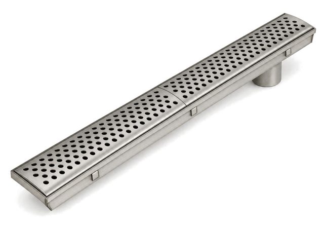 Canaleta con tapa de cúpula de acero inoxidable, código NAL-CAN-2515