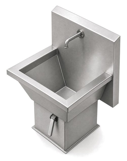 Lavamanos en V, pedestal corto de acero inoxidable, código NAL-LAV-01