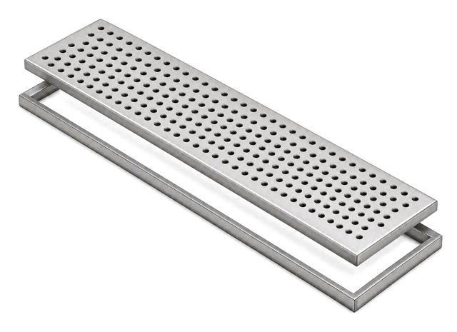 Tapa perforada con contramarco de acero inoxidable, código NAL-REJ-2502